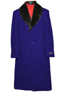 Men's Big And Tall Overcoat Long Men's Dress Topcoat -  Winter coat 4XL 5XL 6XL Saphire Blue