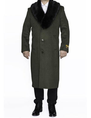 Men's Big And Tall Overcoat Long Men's Dress Topcoat - Winter coat 4XL 5XL 6XL Olive Green