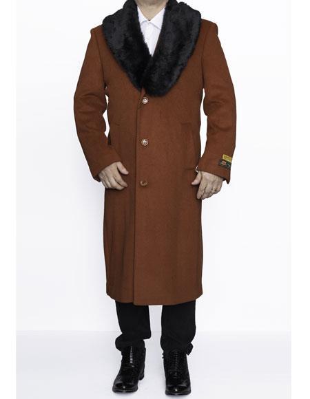 Men's Big And Tall  Overcoat Long Men's Dress Topcoat -  Winter coat 4XL 5XL 6XL Rust main image 0