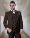 Mens Big and Tall Size Suits - Plus Size Mens Brown Suit - Peak Lapel Ticket Pocket
