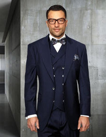 Mens Big and Tall Size Suits - Plus Size Mens Sapphire Suit - Peak Lapel Ticket Pocket