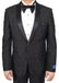 Men'S Super 150'S Viscose Blend 1 Button Black Tuxedo Modern Geometric Pattern Satin Shawl Lapel Dinner Jacket