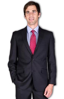 Men's Slim Fit Black Tonal 2-Button Suit