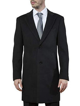 Men's Black 2 Buttons Three Quarter Topcoat