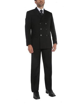 Men's Black 3x2 = 6 buttons Style Double Breasted Suits Jacket & Pants