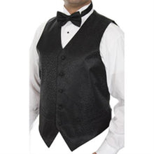 Men's Black Tonal scroll pattern Dress Tuxedo Wedding Vest - Men's Neck Ties - Mens Dress Tie - Trendy Mens Ties