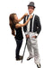 Men's Black Button Closure White Collar And Cuff Long Sleeve Jacket