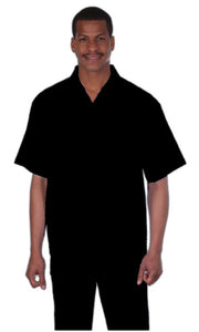 Mens Walking Suits Casual Two Piece Sets Summer Short Sleeve Shirt & Pants Casual Two Piece Mens Walking Outfit For Sale Pant Sets Casual Suit Set Men'S Suit 100% Mens Linen Suit - Fabric - Black