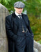 Men's Black Collar Viscose Lining Peaky Blinders Suits - Peaky Blinders Outfit + Overcoat + Hat (Peaky Blinder Custome)