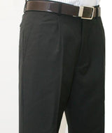 Roma-Classic Fit Pleated Front 1 Pleated Pant 1/4 Top Pocket+2 Back Pockets with Lining Black unhemmed unfinished bottom - Cheap Priced Dress Slacks For Men On Sale