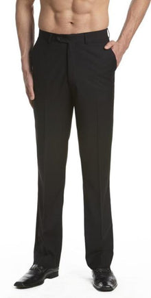 Men's Dress Pants Trousers Flat Front Slacks Black