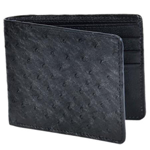 Men's Genuine Exotic Animal Skin Carteras Avestruz Men's Wallet – Negro