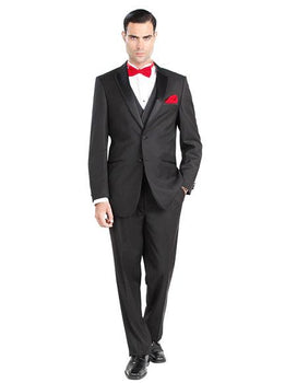 Giorgio Fiorelli Men's Black Double Vent 2 Button Modern Fit Suits
