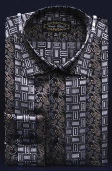 Black Button Cuff Club Clubbing Clubwear Fashion Men's Dress Shirt Night Club Outfit guys Wear For Men Clothing Fashion