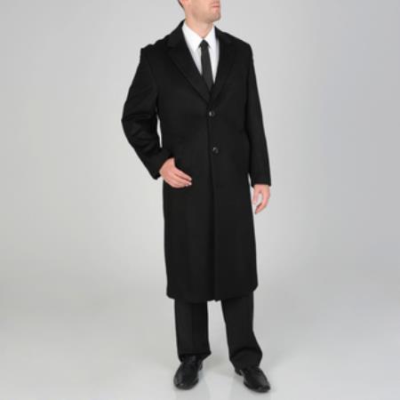 Mens Topcoat Mens Dress Coat 'Harvard' Black Cashmere Full-Length