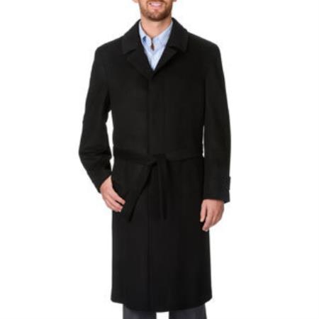 Mens Topcoat Mens Dress Coat 'Ronald' Black And Cashmere Full-Length