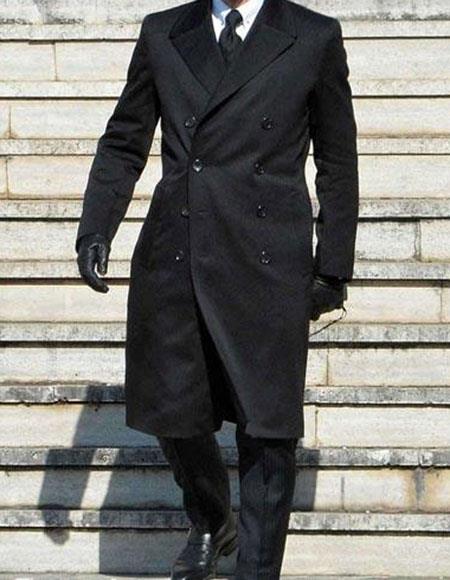 Mens Black James Bond Outfit Spectre Peak Lapel Double Breasted
