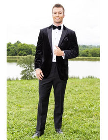 Men's Black Peak Lapel One Chest Pocket Tuxedo