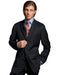 Black Pinstripe 3 Button Super 140's  poly~rayon Three ~ 3 Buttons style