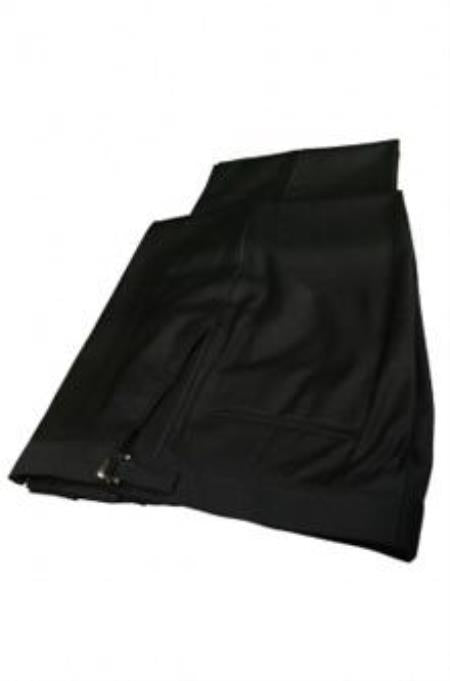 Men's Super 140s Black Stretch Wool Tuxedo Pants unhemmed unfinished bottom main image 1