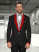 Men's Black/Red Shawl Lapel 1 Button Modern Fit Two toned Lapel Evening Tuxedos - Red Tuxedo