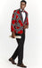 Mens Black ~ Red ~ White Paisley Blazer - Big and Tall Sport Coat With Bowtie