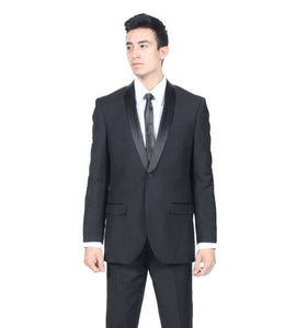 Men'S All Black Shawl Collar Slim Fit 2 Piece Suit Fashion Tuxedo For Men