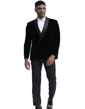 Men's Black Shawl Lapel One Chest Pocket Velvet Sport Coat velour Men's blazer Jacket