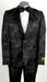 Mens Black Shiny 2 Button Floral Paisley Prom and Wedding Tuxedo