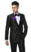 Men's Black Shiny Two Piece Slim Fitted Suits Oxford Men's Sharkskin Suit