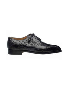 Ferrini Black Men's Wing Tip Italian Lace Up Style World Best Alligator Shoe ~ Gator Skin Belly