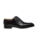 Ferrini Men's Black Cap Toe Italian Style Lace Up World Best Alligator ~ Gator Skin Belly