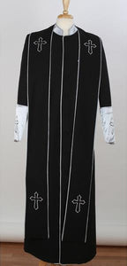 Men'S Black/Silver Big & Tall Church Cross Mandarin Suits