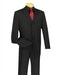 Men's Black Three Button Pleated Pants Suit
