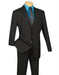 Men's Black Three Button Poly Poplin Fabric Pleated Pants Suit