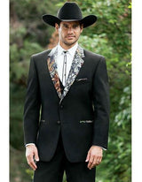 Men's Black Tuxedo Camouflage Suits Camo Tux Pattern On with trimmed pockets