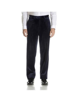 Men's Black Flat Front Velvet Pants unhemmed unfinished bottom