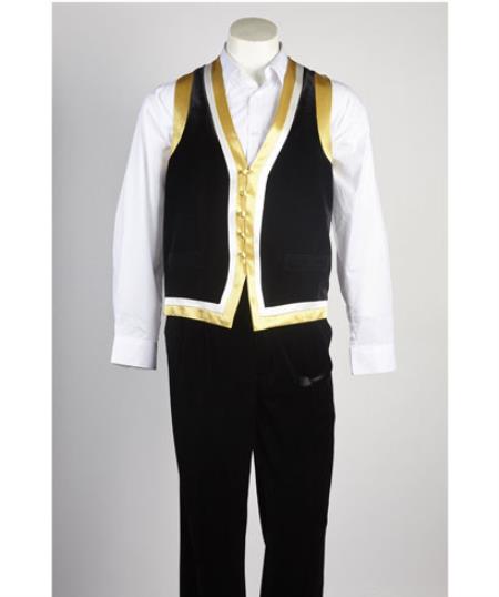Men's Matching Vest & Pants Set Black