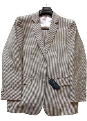 Seersucker Suit Mens Black/White Modern Fit Suits Striped Cotton Blend Seersucker Sear Sucker Suit Flat Front Pants