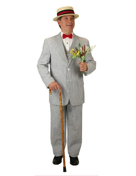 Men's Black ~ White Two Button Double Vents  Suit