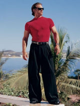Mens Pleated Dress Pant Single Deep Pleat-Wide Leg 22-Inch around the bottom in 10 Color unhemmed unfinished bottom