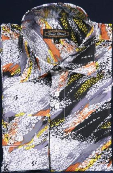 Black / White Fancy Polyester Dress Fashion Shirt Black/White / XXXL or 3XL