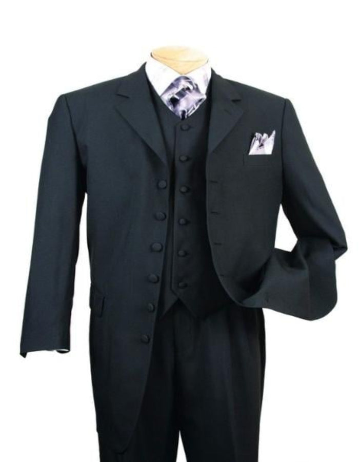 Classic Long Solid Black Fashion Suit