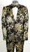 Mens Black and Gold 2 Button Floral Paisley Prom and Wedding Tuxedo