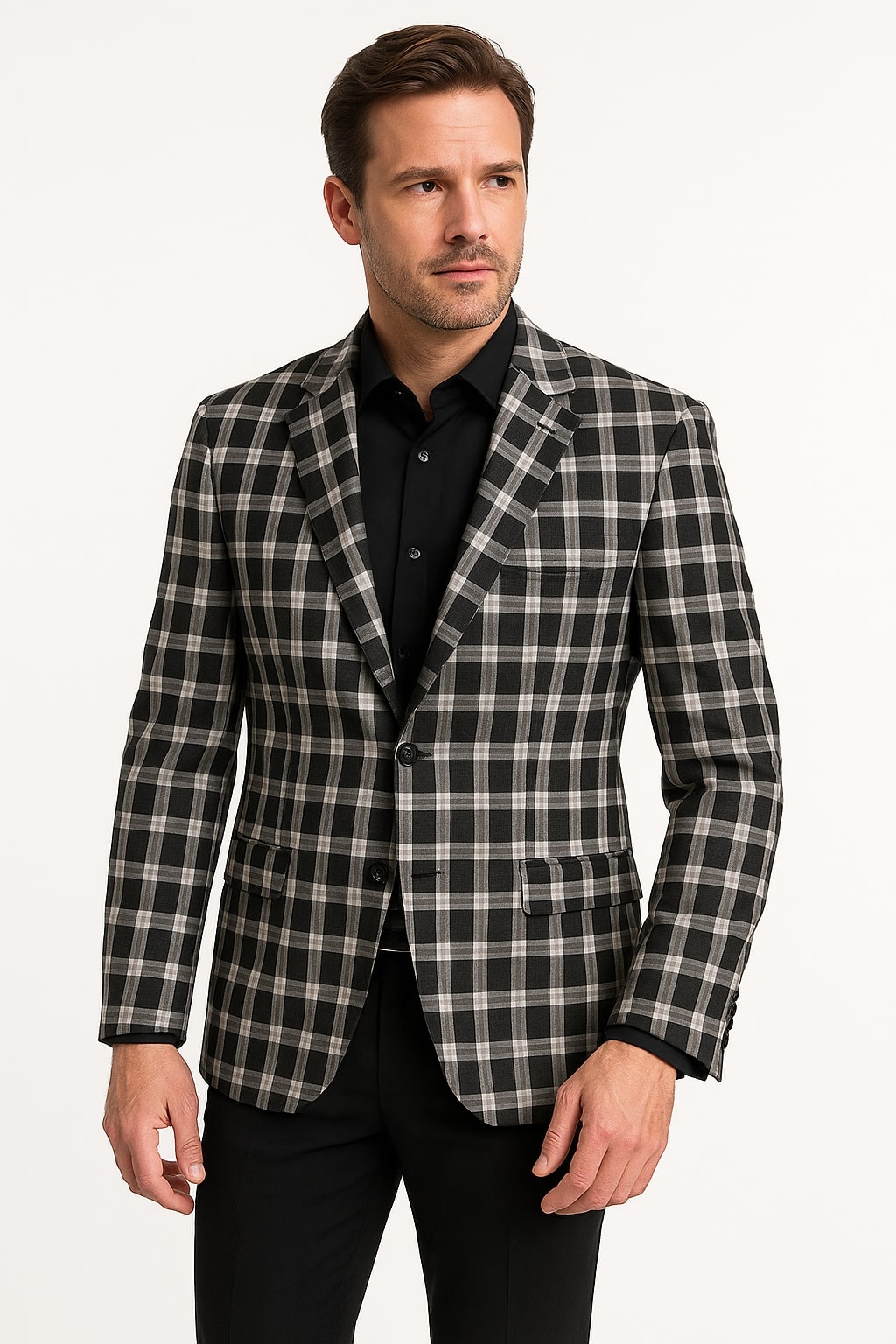 Black And White Plaid Blazer