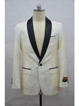 Men's Blazer Ivory ~ Black Tuxedo Dinner Jacket and Blazer Two Toned