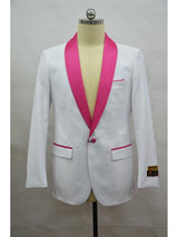 Men's Blazer White ~ Fuschia Tuxedo Dinner Jacket and Blazer Two Toned