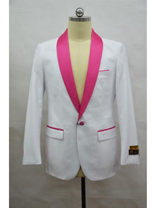 Men's Blazer White ~ Fuschia Tuxedo Dinner Jacket and Blazer Two Toned