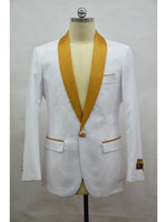 Men's Blazer  White ~ Gold Tuxedo Dinner Jacket and Blazer Two Toned