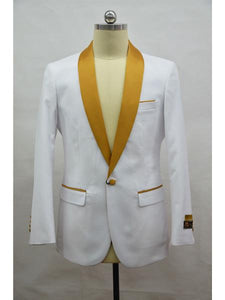 Men's Blazer White ~ Gold Tuxedo Dinner Jacket and Blazer Two Toned